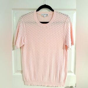 Pointelle Crew Neck Sweater (Ines De La Fressange) Light Pink, Large